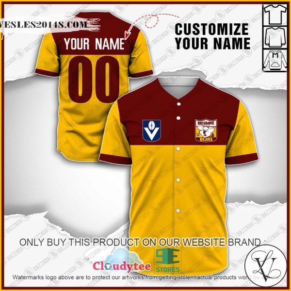 Personalized AFL vintage Brisbane Bears 1987 Baseball Jersey Shirt