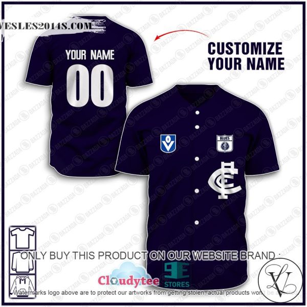 Personalized AFL vintage Carlton Football Club 90s Baseball Jersey Shirt