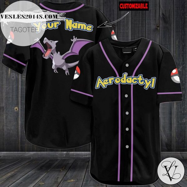 Personalized Aerodactyl Baseball Jersey – Black
