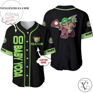 Personalized Baby Yoda Disney All Over Print Baseball Jersey – Black