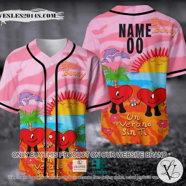 Personalized Bad Bunny Un Verano Sin Ti Pink Baseball Jersey