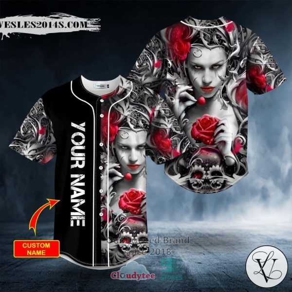 Personalized Beautiful Rose Queen Sugar Skull Custom Baseball Jersey