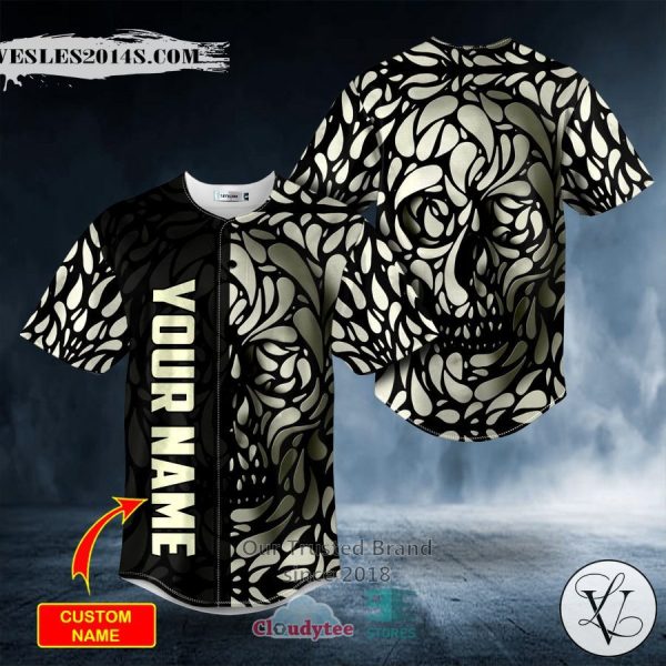 Personalized Black N White Water Drop Pattern Skull Custom Baseball Jersey