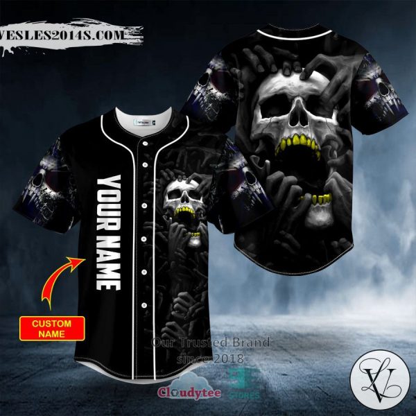 Personalized Black Red Dragon King Skull Custom Baseball Jersey