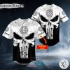 Personalized Black White Norse Compass Punisher Skull Custom Baseball Jersey