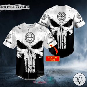 Personalized Black White Norse Compass Punisher Skull Custom Baseball Jersey