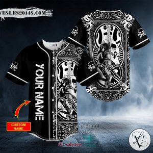 Personalized Black White Ray Bones Sword Skull Custom Baseball Jersey