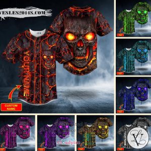 Personalized Blast Fire Skull Custom Baseball Jersey