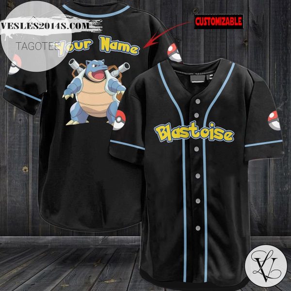 Personalized Blastoise Baseball Jersey – Black