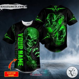 Personalized Blood Drip Skeleton Green Skull Custom Baseball Jersey