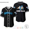 Personalized Blue Chilling Donald Duck All Over Print Black Baseball jersey