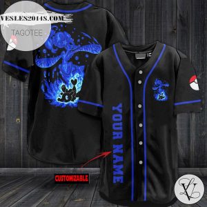 Personalized Blue Pokemon Baseball Jersey – Black