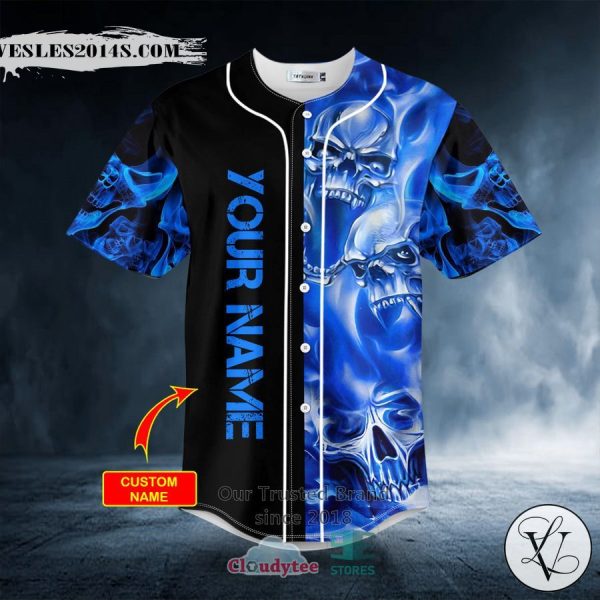 Personalized Blue Soul Eater Ghost Skull Custom Baseball Jersey