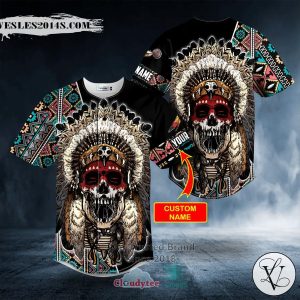 Personalized Brocade Pattern 1 Native Skull Custom Baseball Jersey