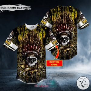 Personalized Brocade Pattern 12 Native Skull Custom Baseball Jersey