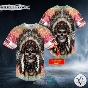 Personalized Brocade Pattern 2 Native Skull Custom Baseball Jersey