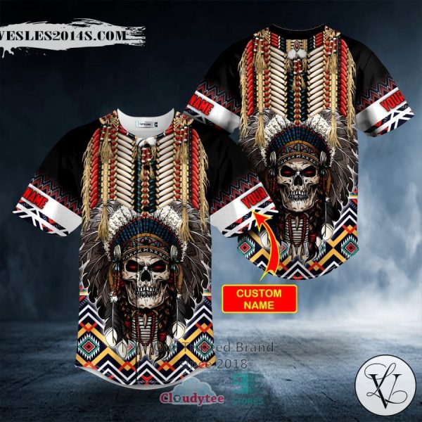 Personalized Brocade Pattern 4 Native Skull Custom Baseball Jersey
