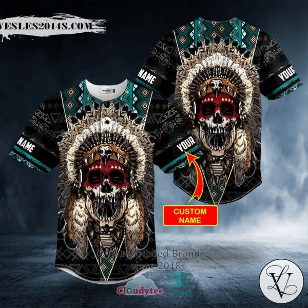 Personalized Brocade Pattern 5 Native Skull Custom Baseball Jersey