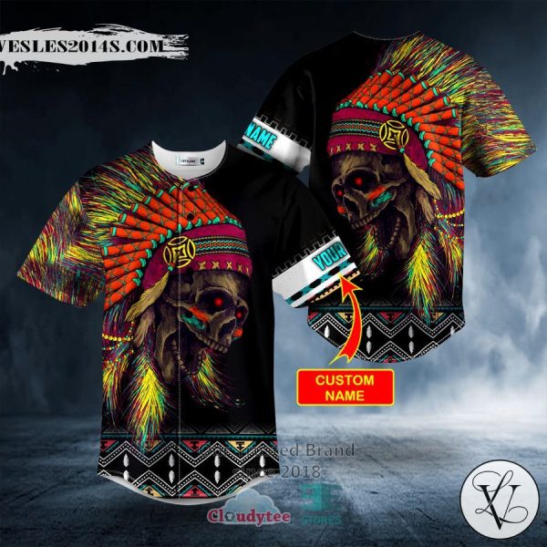 Personalized Brocade Pattern 6 Native Skull Custom Baseball Jersey