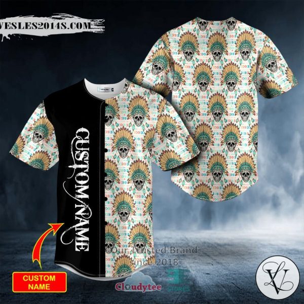 Personalized Brocade Pattern 9 Native Skull Custom Baseball Jersey