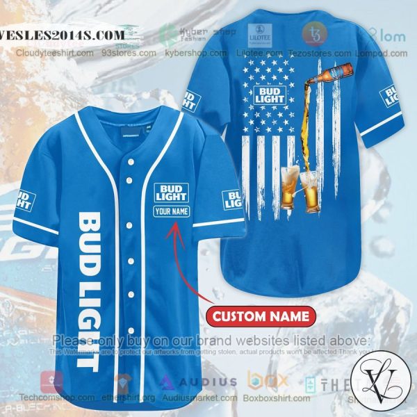 Personalized Bud Light Beer United States Flag custom Baseball Jersey