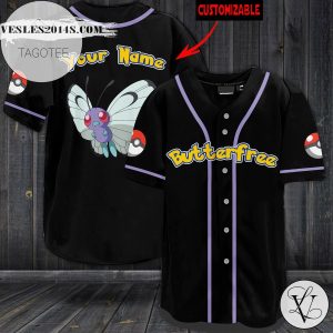 Personalized Butterfree Baseball Jersey – Black