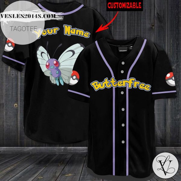 Personalized Butterfree Baseball Jersey – Black