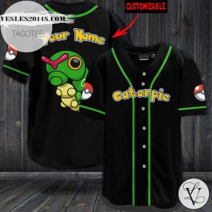 Personalized Caterpie Baseball Jersey – Black