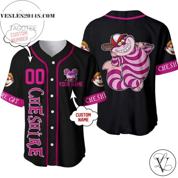 Personalized Cheshire Cat Disney All Over Print Baseball Jersey – Black