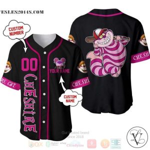 Personalized Cheshire Cat Disney All Over Print Black Baseball jersey
