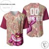 Personalized Cheshire Cat Disney Flowery Pattern All Over Print Baseball Jersey