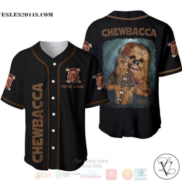 Personalized Chewbacca Chewie Star Wars All Over Print Black Baseball jersey