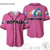 Personalized Chilling Donald Duck Disney All Over Print Pink Baseball jersey