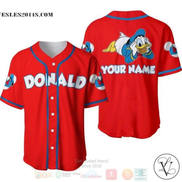 Personalized Chilling Donald Duck Disney All Over Print Red Baseball jersey