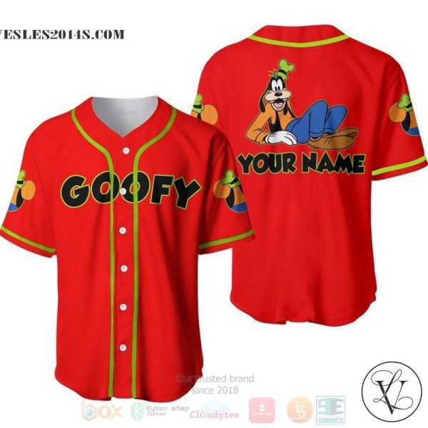 Personalized Chilling Goofy Dog Disney All Over Print Red Baseball jersey