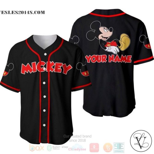 Personalized Chilling Mickey Mouse Disney All Over Print Black Baseball jersey