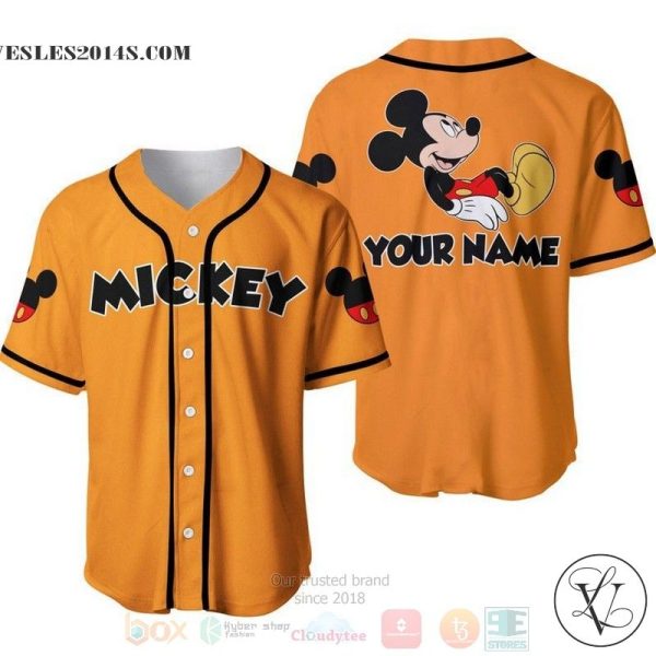 Personalized Chilling Mickey Mouse Disney All Over Print Orange Baseball jersey