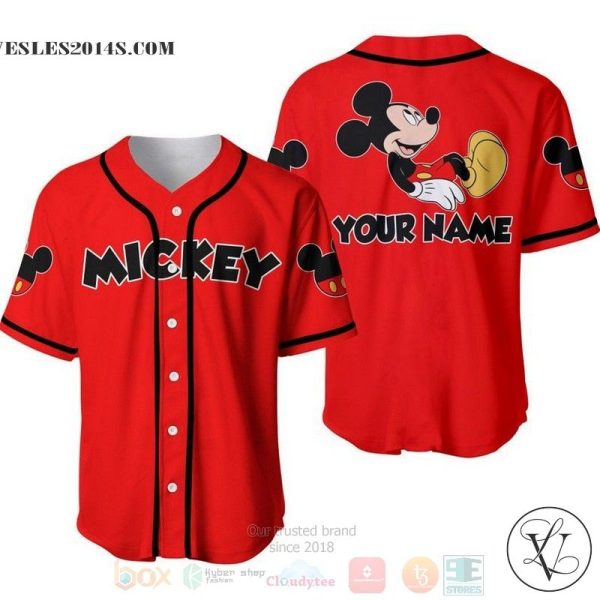 Personalized Chilling Mickey Mouse Disney All Over Print Red Baseball jersey