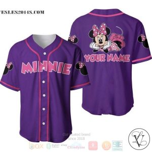 Personalized Chilling Minnie Mouse Disney All Over Print Purple Baseball jersey