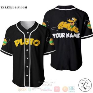 Personalized Chilling Pluto Dog All Over Print Black Baseball jersey