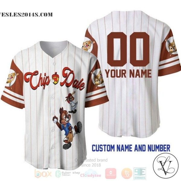 Personalized Chipmunks Chip & Dale All Over Print Pinstripe White Baseball jersey