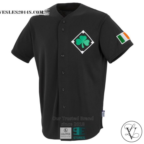 Personalized Clover US Flag Black Baseball Jersey