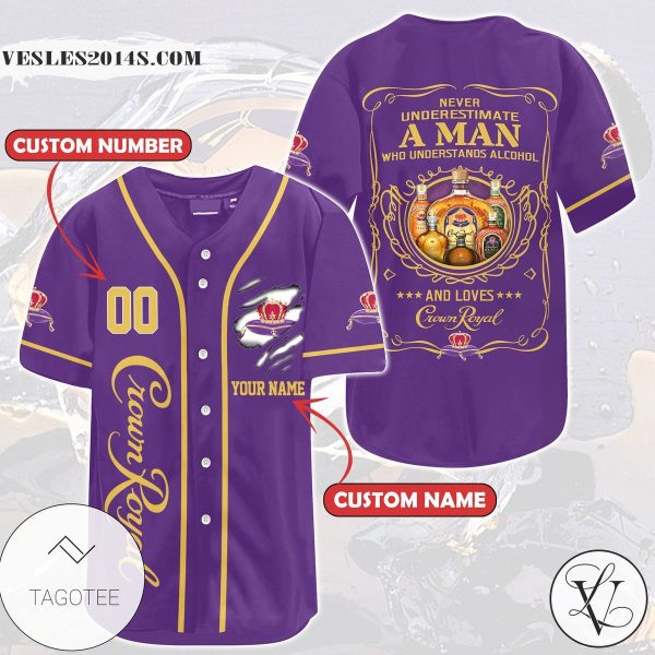 Personalized Crown Royal Never Underestimate A Man Who Understands Alcohol And Loves Baseball Jersey