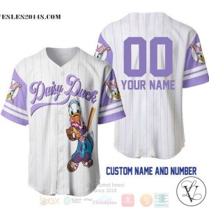 Personalized Daisy Duck All Over Print Pinstripe White Baseball jersey