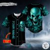 Personalized Dark Aquamarine Color Roses Sugar Skull Custom Baseball Jersey