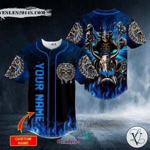 Personalized Dark Blue The Hunt Ghost Skull Custom Baseball Jersey