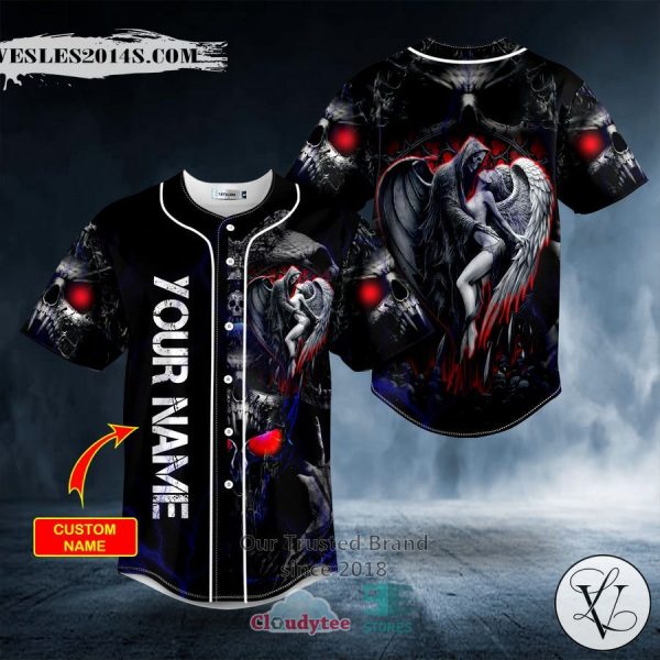 Personalized Death And Angel Forbidden Couple Love Skull Custom Baseball Jersey