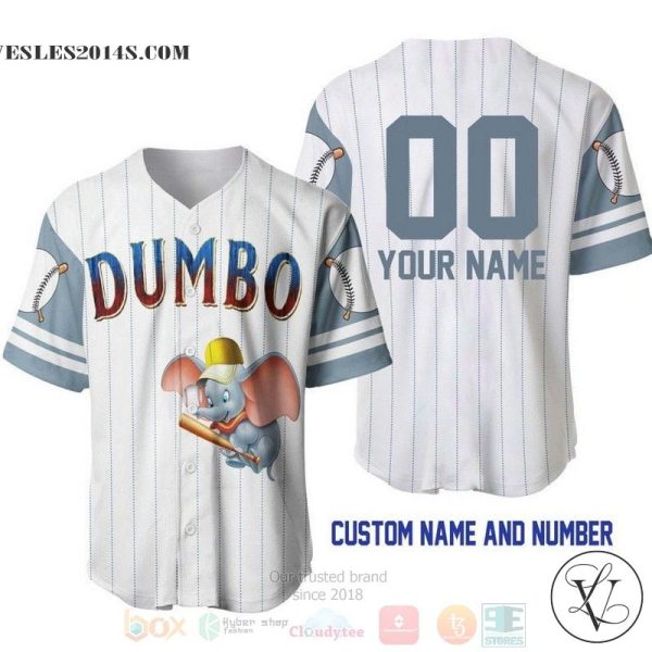 Personalized Dumbo The Flying Elephant All Over Print Pinstripe White Baseball jersey