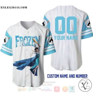 Personalized Elsa Princess Frozen All Over Print Pinstripe White Baseball jersey