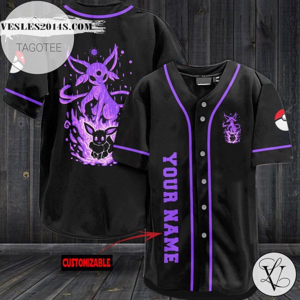 Personalized Espeon Baseball Jersey – Black